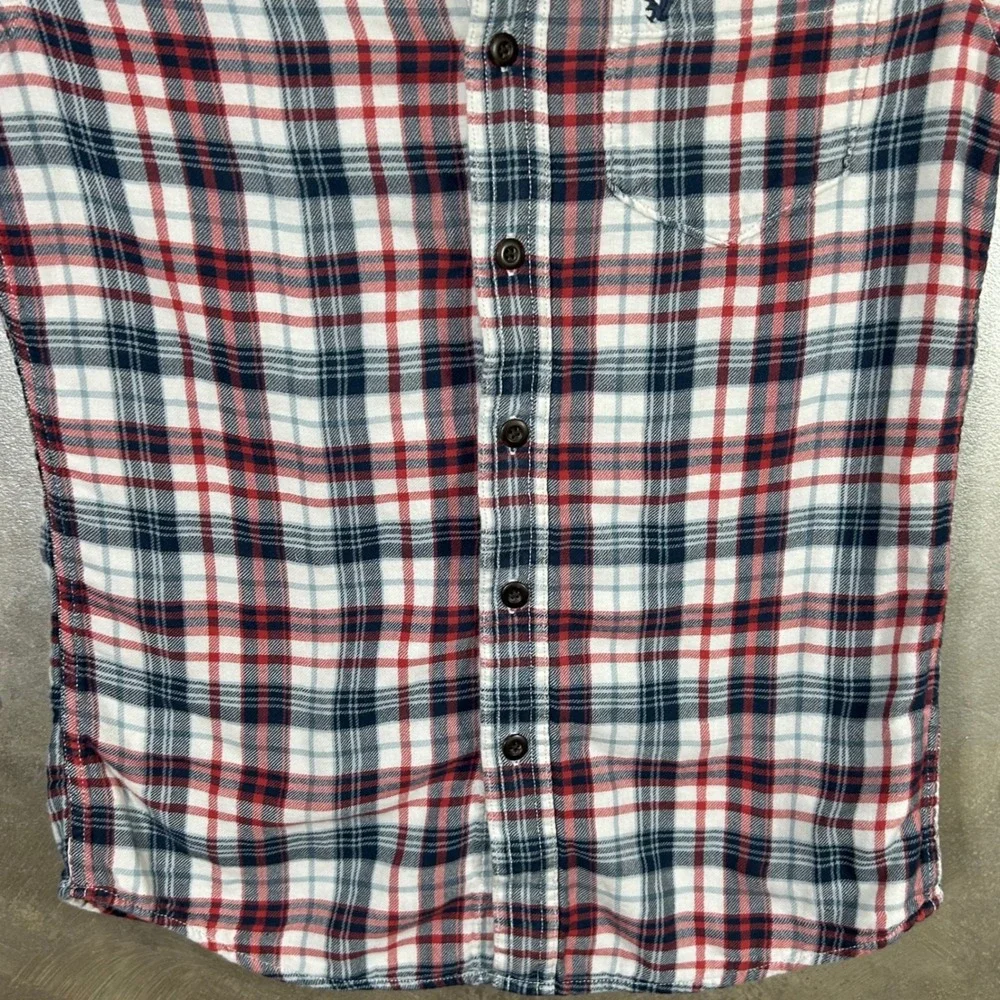 American Eagle Outfitters Men's XS Flannel Shirt Plaid Red White Blue Soft‎
